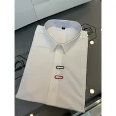 Bens europeus High-End negócios Casual camisa masculina de manga curta 2025 verão bordado braço Webbing magro-ajuste cam