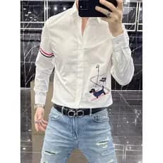 2025 primavera outono novo estilo camisa de manga comprida masculina bens europeus High-End 80 algodão impresso padrão e