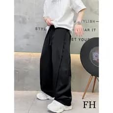 Bens europeus Street Wear Casual estilo preguiçoso preto calças de perna larga masculino 2026 verão solto rendas All-Mat