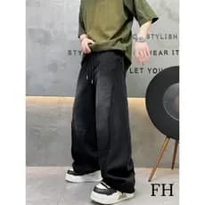 Bens europeus Street Wear preto solto Jeans masculino 2026 primavera verão rendas Design desgastado calças juventude cal
