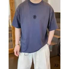 American Street Wear manga de ombro caído camiseta de manga curta masculina verão 2026 na moda solta em torno do pescoço