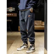 Estilo americano Street Wear forro de lã pesado Casual Sweatpants masculino 2026 outono inverno veludo tornozelo-Legging