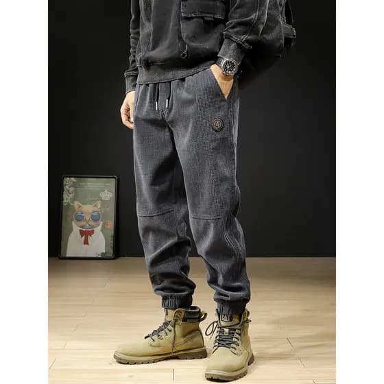 Americano Retro pesado Casual Sweatpants masculino 2026 primavera novo estilo calças de veludo solto Leggings outono inv
