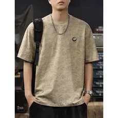 Americano Retro pesado puro algodão impressão completa de manga curta camiseta masculina 2026 verão novo estilo Street W