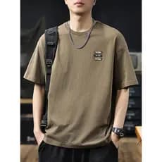 Americano lavado Retro puro algodão de manga curta camiseta masculina 2026 verão novo estilo clássico angustiado simples