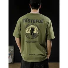 Americano Retro 310g algodão pesado de manga curta camiseta masculina estilo montanha ao ar livre Street Wear meia manga