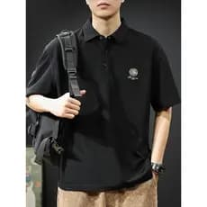 2026 verão novo estilo camisa POLO de manga curta masculina Street Wear solto lapela camiseta masculina High-End Casual