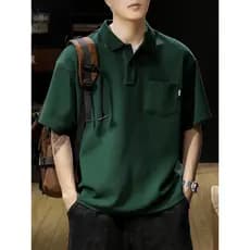 Camisa POLO masculina clássica americana 310g pesada de manga curta verão solta tamanho grande lapela masculina Paul