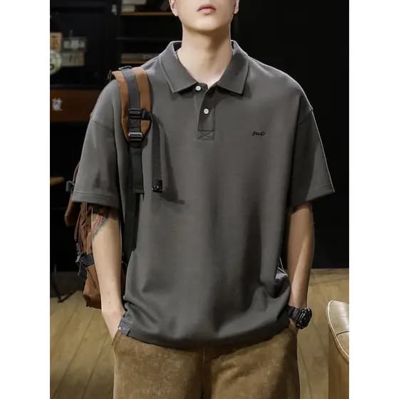 Americano Retro pesado camisa POLO de manga curta masculina verão solto tamanho grande camiseta masculina 2026 roupas ma