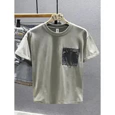 2025 verão novo estilo de manga curta camiseta masculina em torno do pescoço Casual All-Match meia manga camiseta Origin