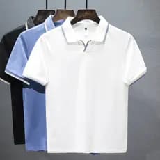 2025 novo estilo Street Wear masculino em torno do pescoço listrado impresso camisa de fundo frisado algodão manga curta