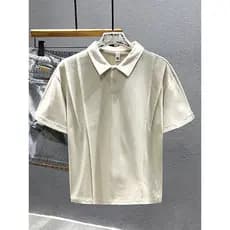 Verão novo estilo pesado clássico de manga curta camiseta masculina puro algodão Casual camisa polo topo solto lapela me