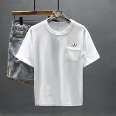 2024 Street Wear High-End camiseta de manga curta masculina verão novo estilo estilo japonês textura macia tecido simple