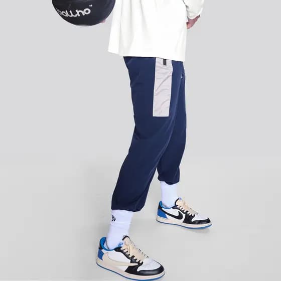 BALLHO esportes correndo calças outono masculino de secagem rápida costura Sweatpants solto em linha reta tecido treinam