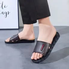 Verão masculino transparente cristal Flip-Flops meia-idade idosos tendão de carne Universal antiderrapante