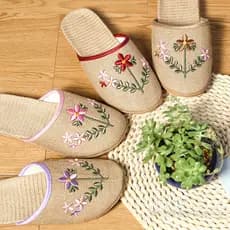 Baotou chinelos de linho feminino casa interior antiderrapante algodão de sola macia verão chinelos de chão de sola gros