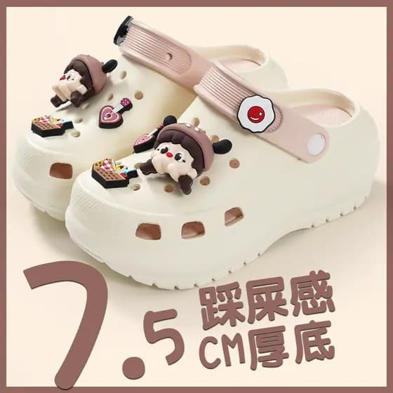 2025 novo estilo buraco sapatos femininos exterior wear praia bonito de sola grossa dois wear merda-piso escritório Baot