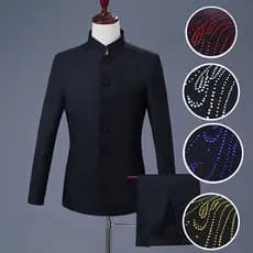 Cinco quatro cantores vara diamante traje Zhongshan traje masculino estilo chinês traje nacional palco anfitrião coro ce