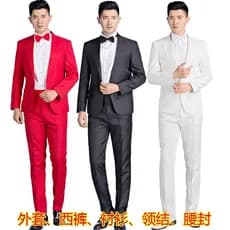 Masculino preto branco vermelho fino-ajuste vestido de casamento terno coro dança desempenho festa desempenho vestido ro