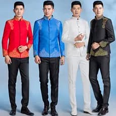 Quinto quarto juventude palco estilo chinês estilo étnico coro traje preto bordado chinês Yama terno cerimonial masculin