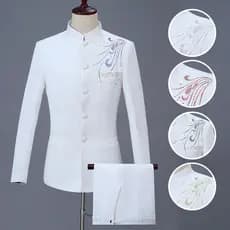 Zhongshan traje de desempenho masculino juventude fino-ajuste vestido chinês tamanho grande anfitrião Tang colarinho tra