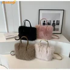 BEOHESP Bolsa Crossbody Feminina , De Ombro De Pele Sintética Macia Pelúcia Fashion , Sacola Quadrada Fofa
