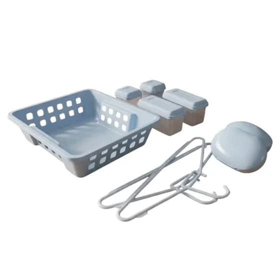 Kit Higiene e Cuidados Bebê Azul Completo Organizador Infantil 9 Peças Quarto Banho