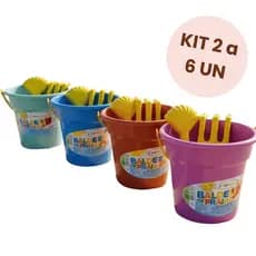 Kit 2/4/6 Un Baldinho de Praia Infantil Areia Verão Pá Rastelo Brinquedo Lembrancinha Festa Infantil