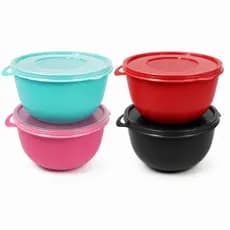 Bowl Pote Redondo 1L Com Tampa Plástico Multiuso Marmita Salada Cozinha Cores Diversas