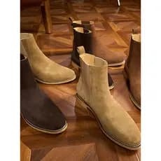 Nova manga britânica Chelsea botas Retro botas curtas masculinas botas de couro genuíno camurça chaminé Martin botas con