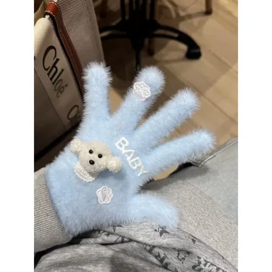 Luvas de cachorro Original inverno bonito filhote de cachorro luvas de dedo de pelúcia engrossado menina coração luvas q