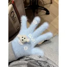 Luvas de cachorro Original inverno bonito filhote de cachorro luvas de dedo de pelúcia engrossado menina coração luvas q