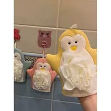 Bonito pinguim bola de banho Konjac algodão esfregando luvas de banho estilo espuma não machuca a pele luvas de banho du