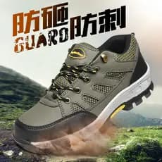 Sapatos de proteção do trabalho masculinos biqueira de aço dedo do pé placa de aço sola anti-esmagamento anti-piercing m