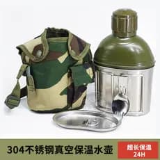 Ventilador militar ao ar livre, chaleira de isolamento de camada dupla, suporte de copo dobrável de sobrevivência na sel