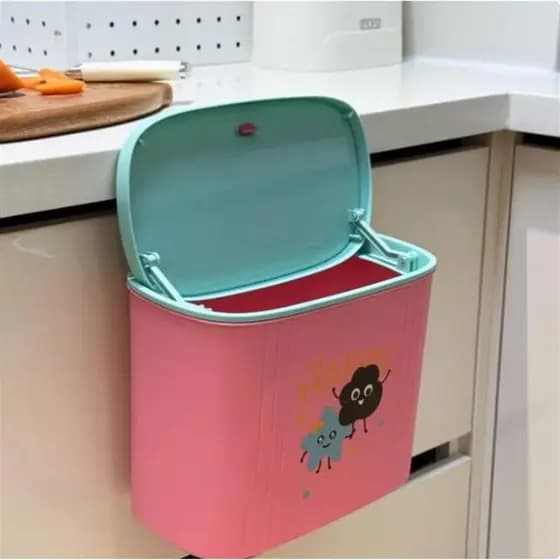 Dopamina cozinha fixado na parede lata de lixo doméstico resíduos de cozinha dedicado Bin de armazenamento sem curvatura