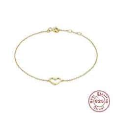 Pulseira de prata esterlina S925 estilo europeu e americano, em formato de coração, com design original, minimalista e v