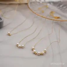 Colar fino de pérolas de água doce com design francês, corrente de aço titânio para clavícula, estilo básico para usar e