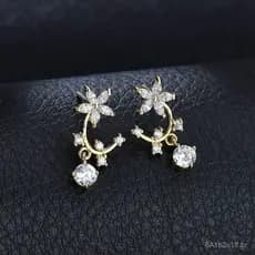 Novos brincos de estilo coreano com incrustação de cobre e zircônia de alta qualidade, pinos de prata esterlina S925, de
