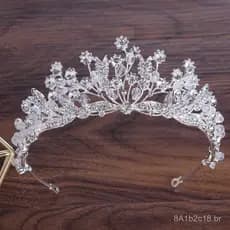 Coroa de Noiva Vintage Feita à Mão com Cristais e Pérolas, Acessório de Cabelo, Coroa de Princesa, Acessório para Vestid
