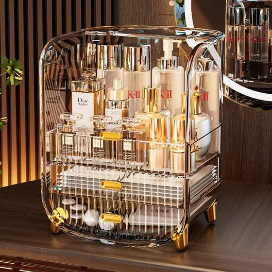 Caixa de armazenamento de cosméticos luz luxo High-End produtos de cuidados com a pele prateleira penteadeira caixa de a