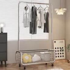 Luz de luxo Metal piso cabide Rack salão de beleza Hotel high-End removível roda loja de roupas influenciador de alto va