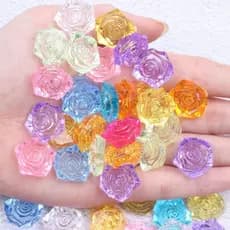 Flor de rosa em resina transparente com pérola em um lado, 18mm, disponível em várias cores, para decoração de celular D