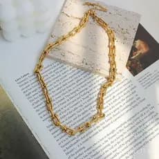 Conjunto de joias em aço titânio 18K com design exagerado estilo europeu e americano, incluindo pulseira em forma de U c