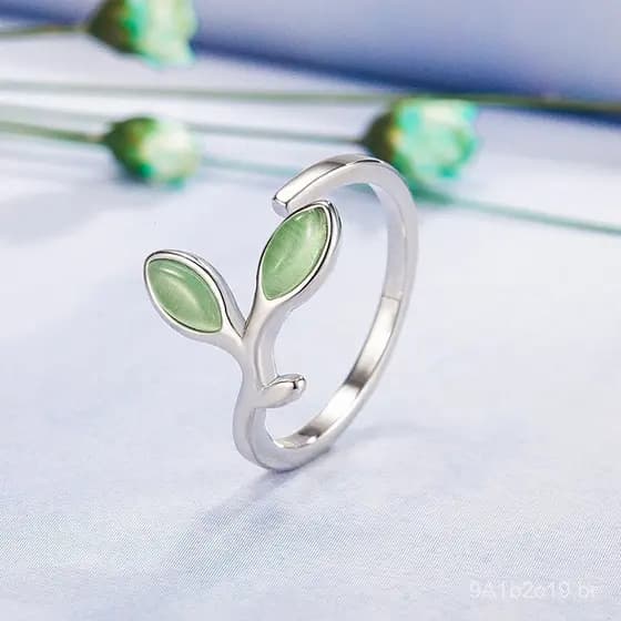 Anel feminino artístico com pedra olho de gato verde, estilo coreano, com tema de floresta, popular online, anel com ped