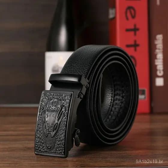 Fabricante de cintos de couro de crocodilo, cintos masculinos com padrão de crocodilo, cintos de imitação de couro de cr