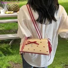 NewBaby Coreano Bonito Arco Bolsa De Ombro Moda Doce Bowknot Impressão Axilas Saco Feminino Ins Estilo Na Bolsamuter Men