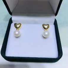 Brincos: Pérolas de água doce elegantes, 8mm, para mulheres, brancas, em formatos de gotas d'água, corações, camélias e