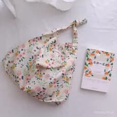 [Sacola de Tecido Borboleta] Sacola versátil com estampa floral, sacola fina de algodão para mulheres, estilo chique, de