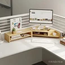 Suporte para computador com altura ajustável, com painel perfurado, prateleira de armazenamento para mesa, suporte para